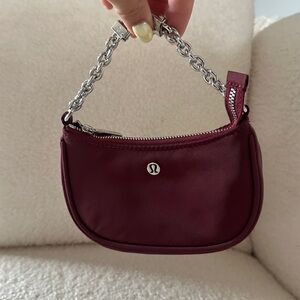 lululemon athletica Mini Shoulder Bag in Burgundy with Silver Chain